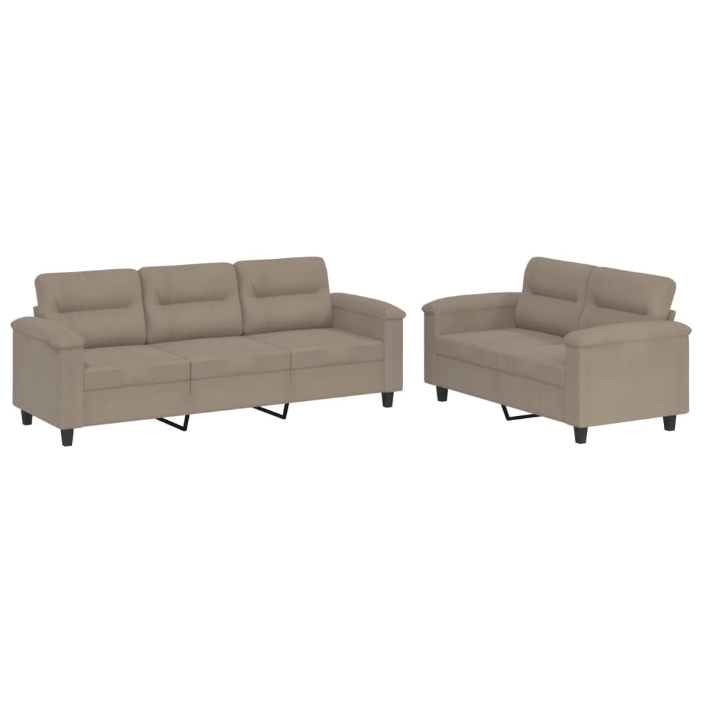 Set de canapele cu perne, 2 piese, gri taupe, microfibră GartenMobel Dekor