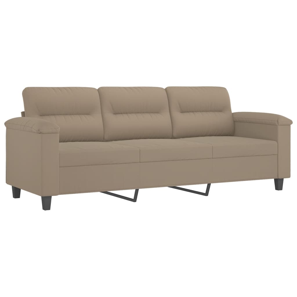 Set de canapele cu perne, 3 piese, gri taupe, microfibră GartenMobel Dekor