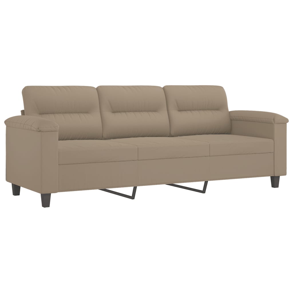 Set de canapele cu perne, 3 piese, gri taupe, microfibră GartenMobel Dekor