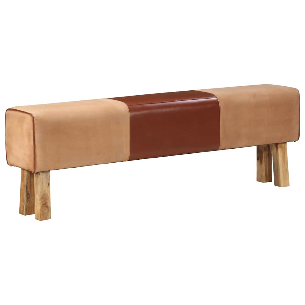 Bancă Bok gimnastică maro 160 cm piele naturală/lemn acacia GartenMobel Dekor