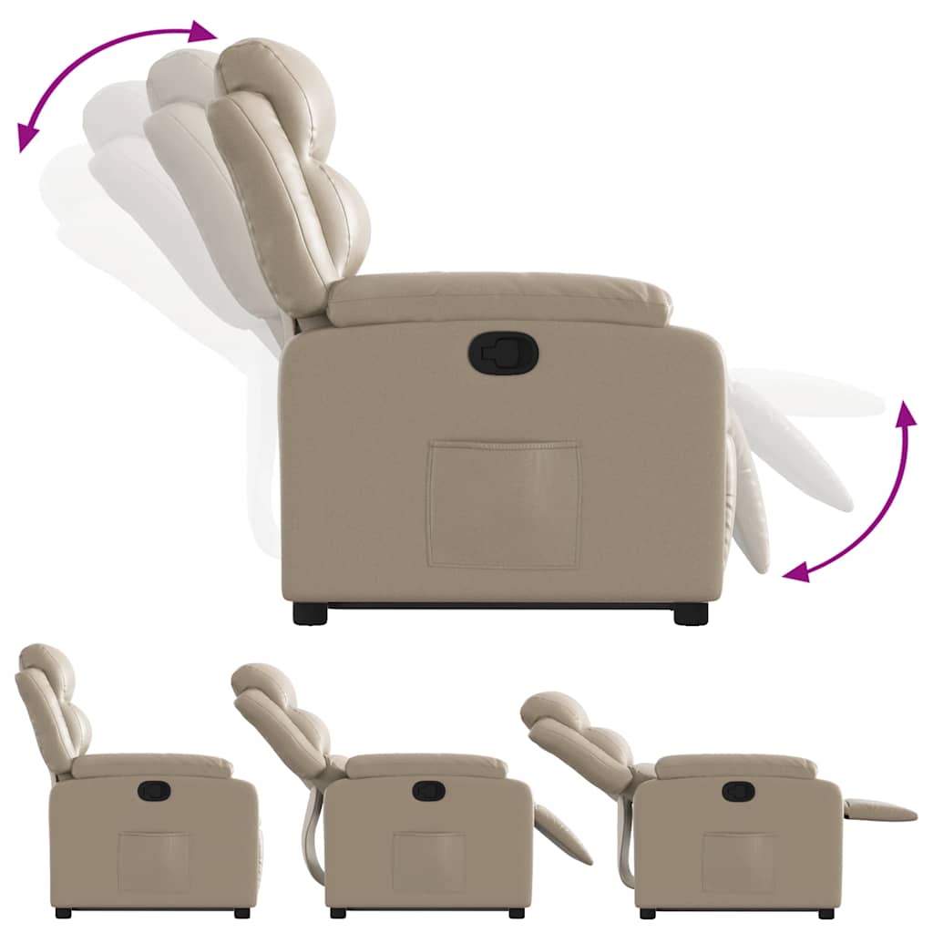 Fotoliu rabatabil cu ridicare, cappuccino, piele ecologică GartenMobel Dekor