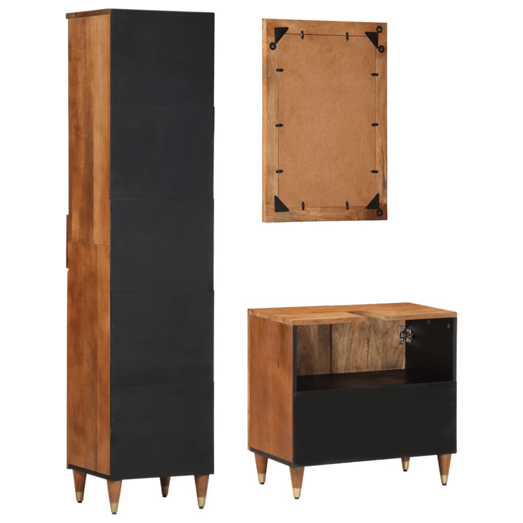 Set mobilier de baie, 3 piese, lemn masiv de mango GartenMobel Dekor