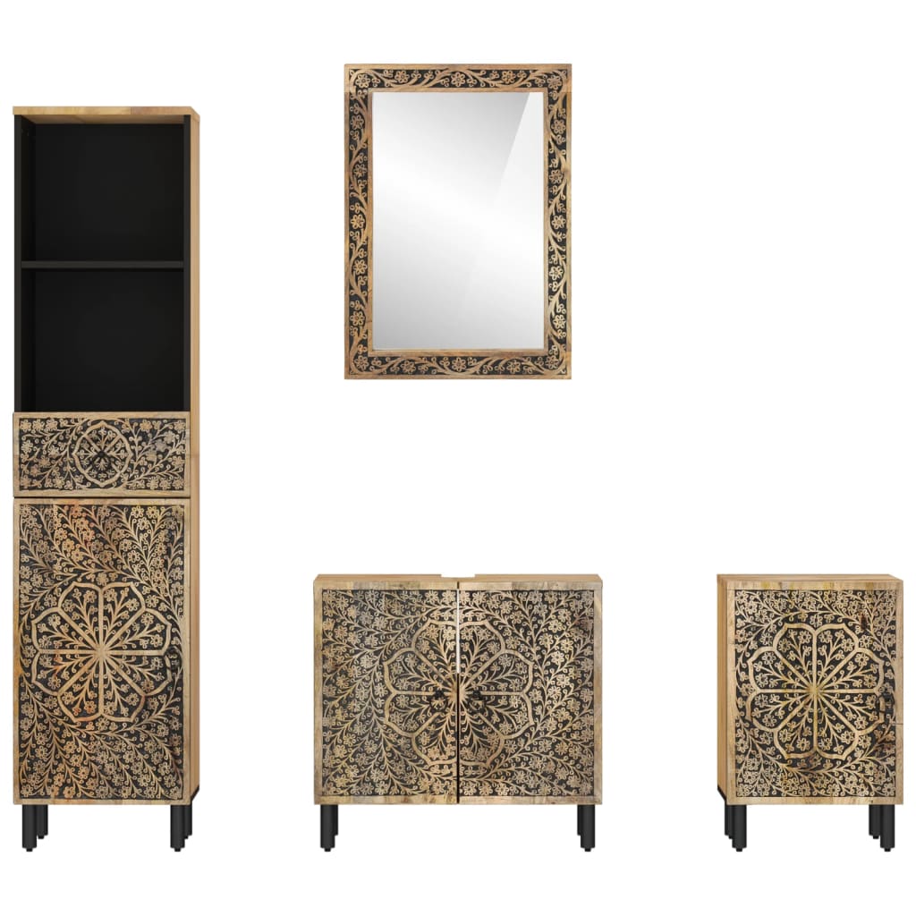 Set mobilier de baie, 4 piese, lemn masiv de mango GartenMobel Dekor