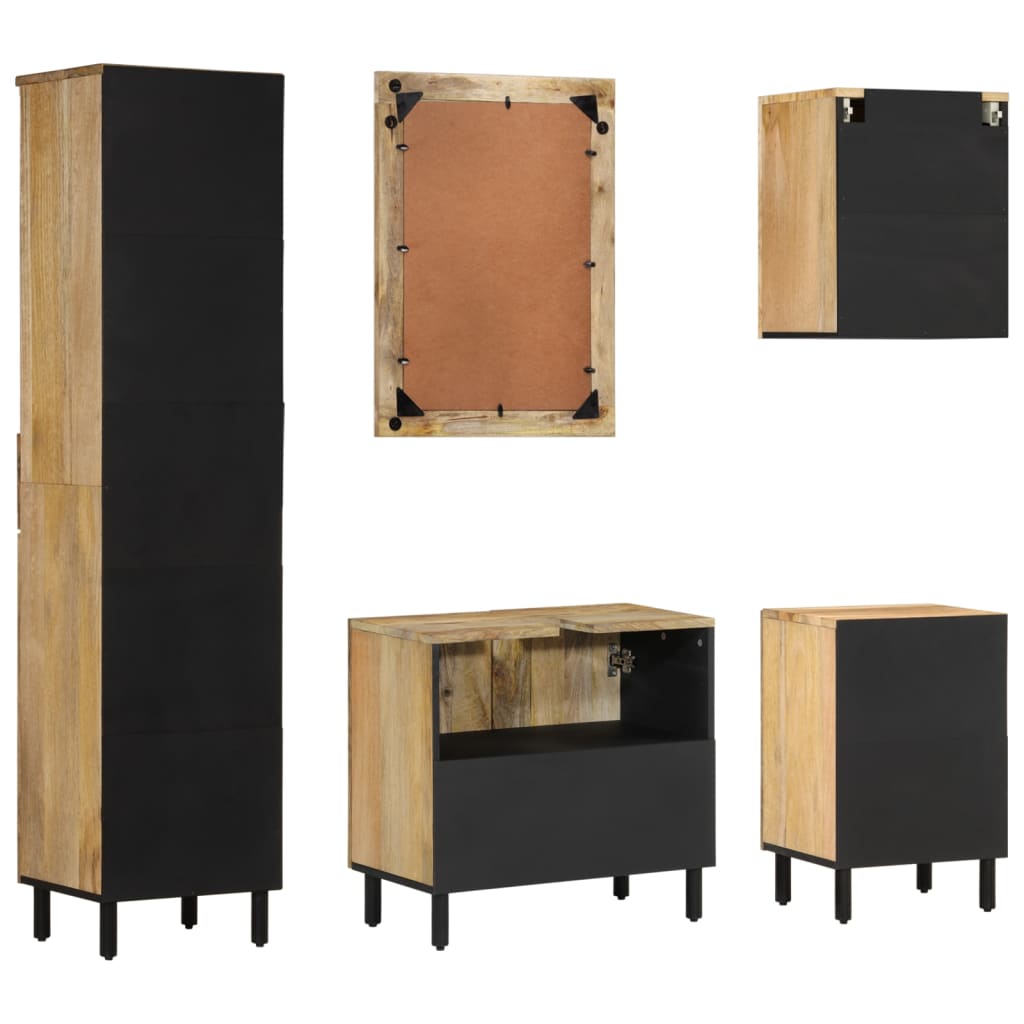 Set mobilier de baie, 5 piese, lemn masiv de mango GartenMobel Dekor