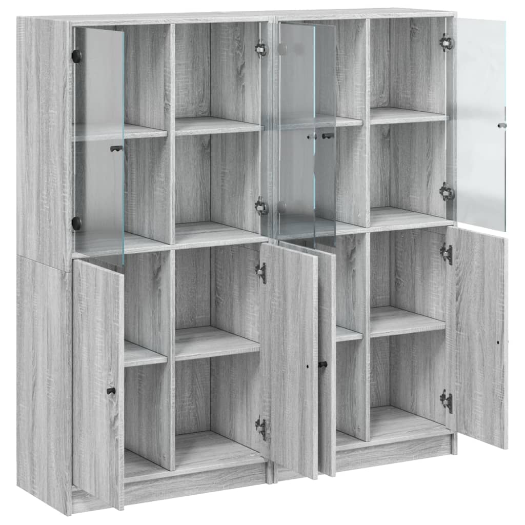 Bibliotecă cu uși gri sonoma 136x37x142 cm lemn compozit GartenMobel Dekor