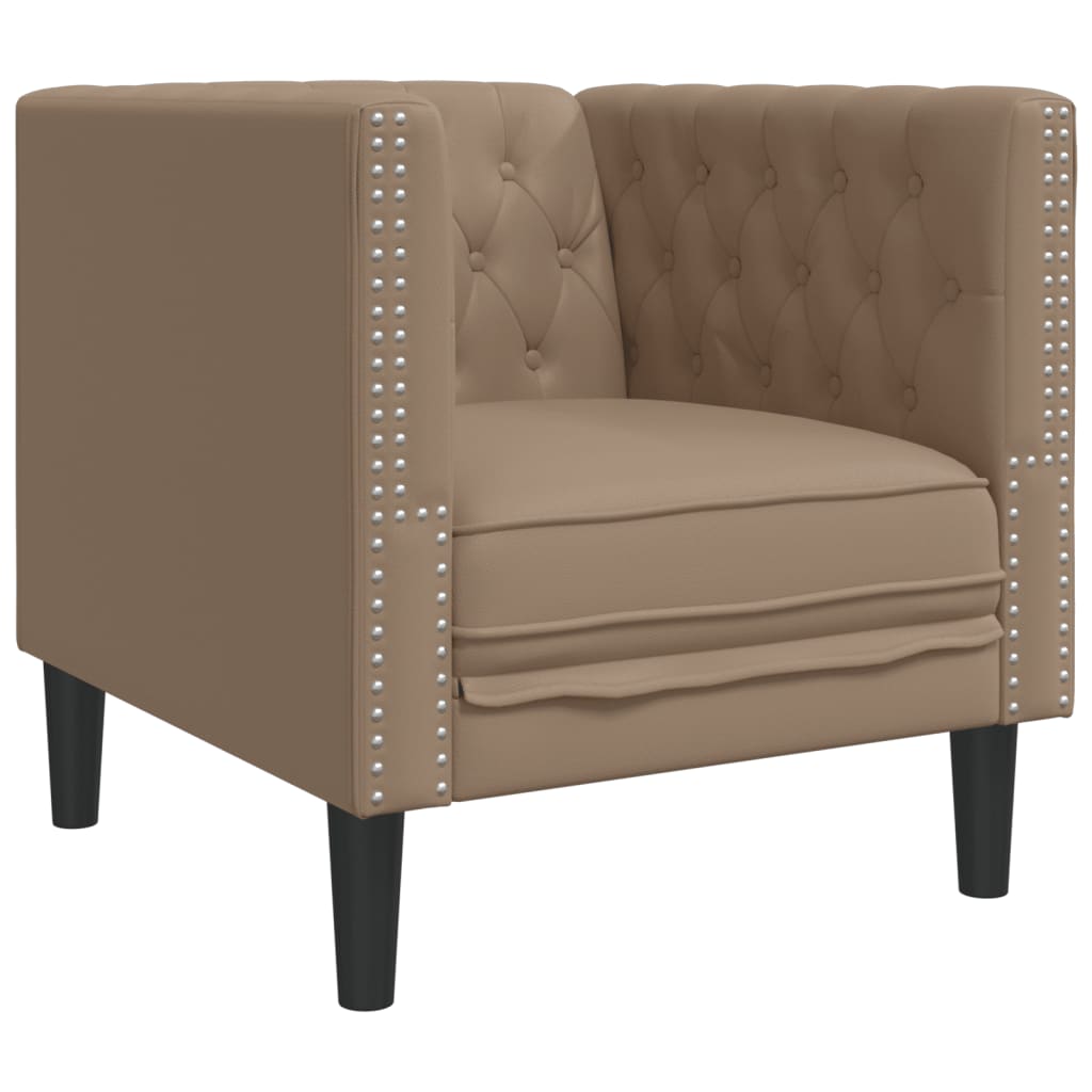 Set canapele Chesterfield cu 3 locuri, cappuccino, piele eco. GartenMobel Dekor