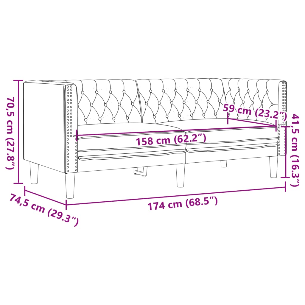 Set canapele Chesterfield cu 3 locuri, cappuccino, piele eco. GartenMobel Dekor