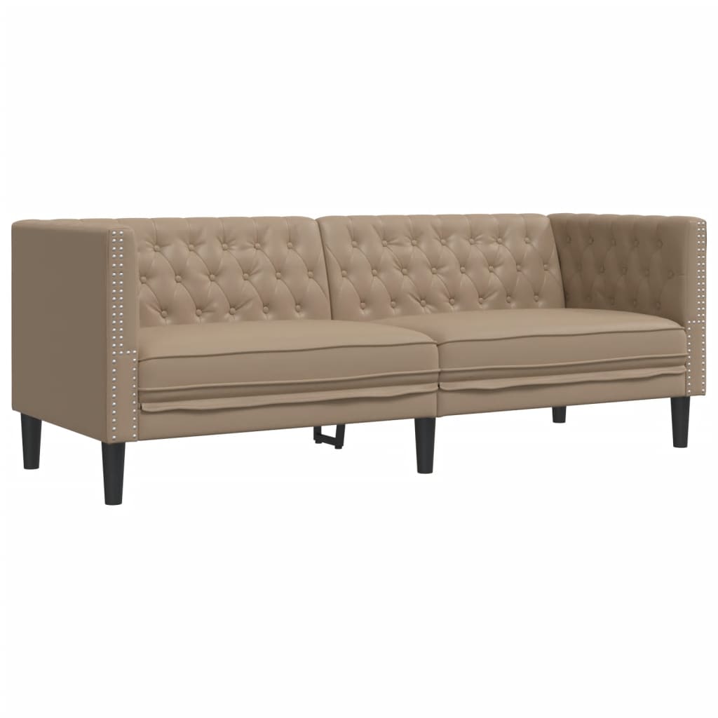 Set canapele Chesterfield cu 3 locuri, cappuccino, piele eco. GartenMobel Dekor
