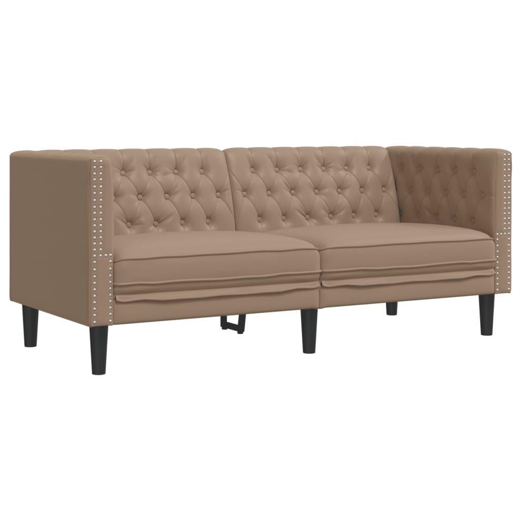 Set canapele Chesterfield cu 3 locuri, cappuccino, piele eco. GartenMobel Dekor