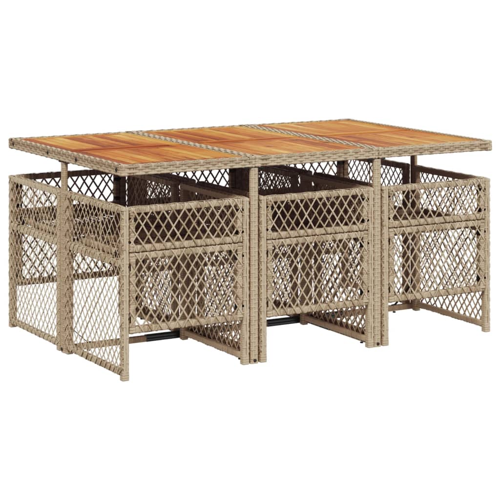 Set de masă pentru grădină, 7 piese, cu perne, bej, poliratan GartenMobel Dekor