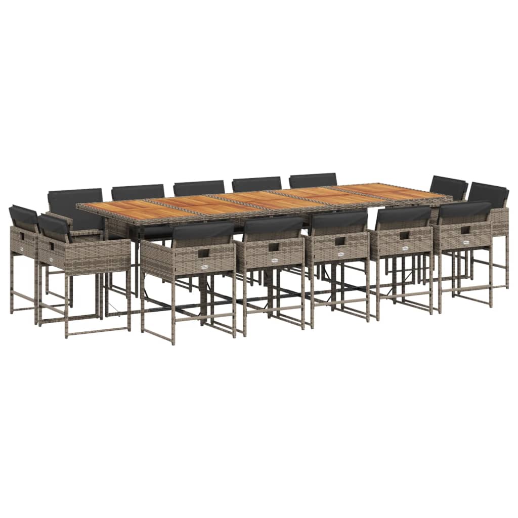 Set mobilier de grădină cu perne, 15 piese, gri, poliratan GartenMobel Dekor