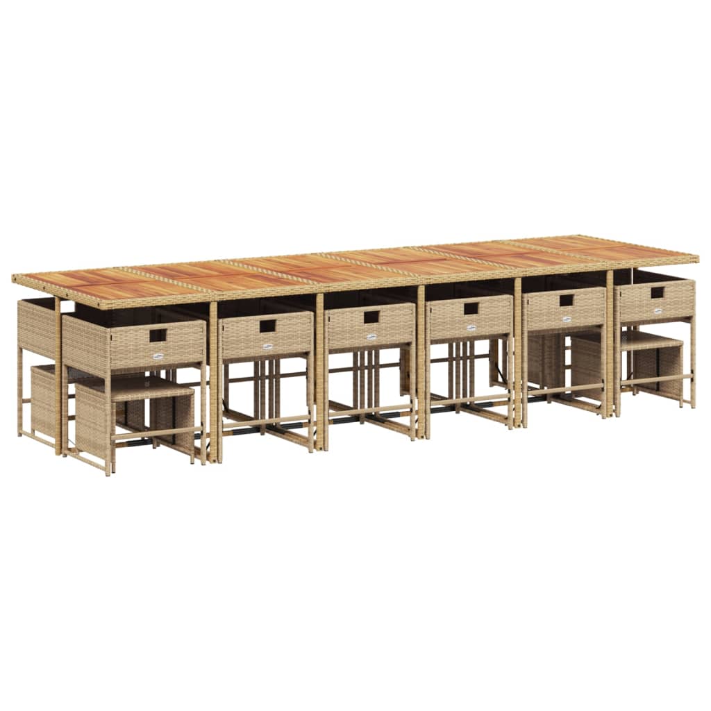 Set mobilier de grădină cu perne, 17 piese, bej, poliratan GartenMobel Dekor