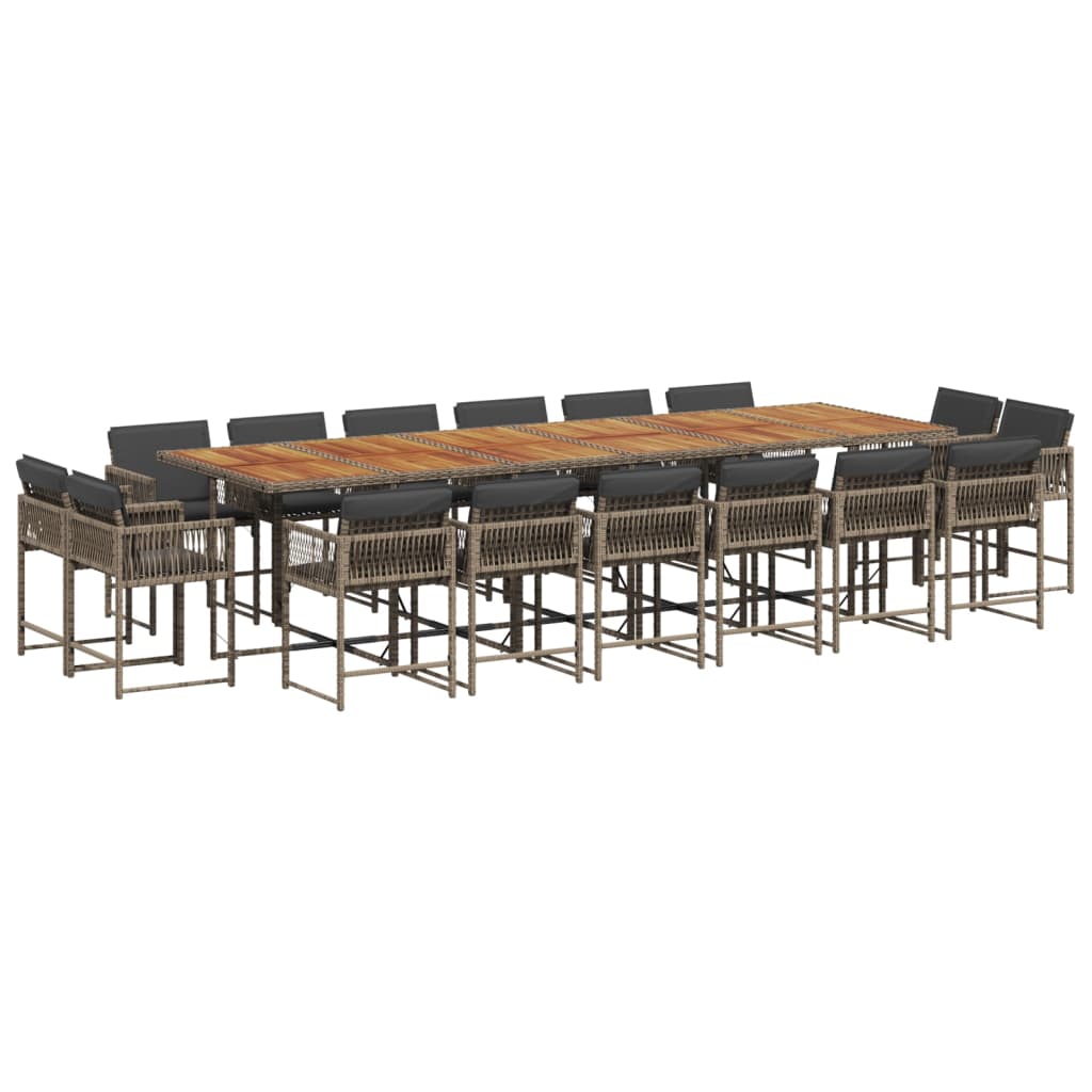 Set mobilier de grădină cu perne, 17 piese, gri, poliratan GartenMobel Dekor