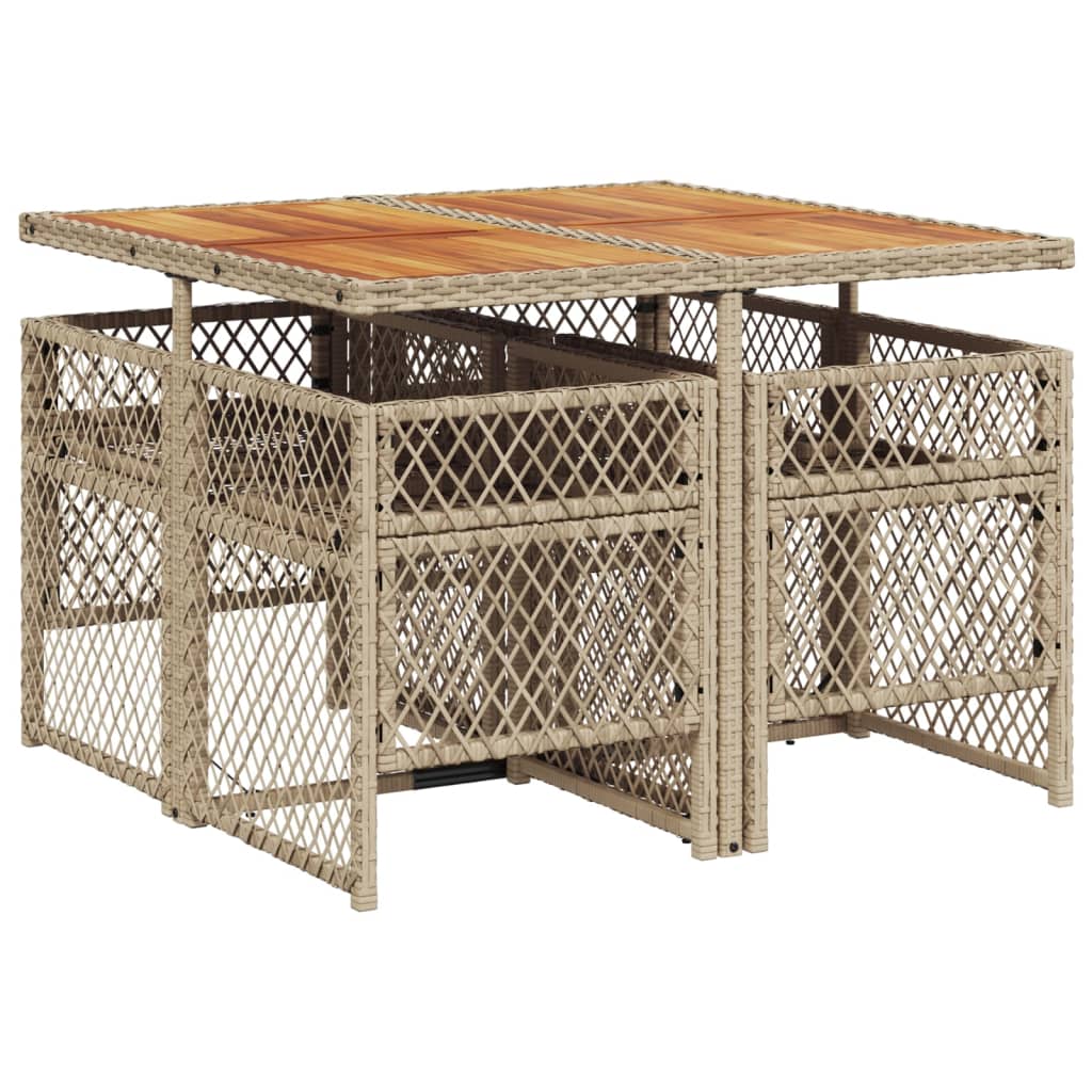 Set mobilier de grădină cu perne, 5 piese, bej, poliratan GartenMobel Dekor