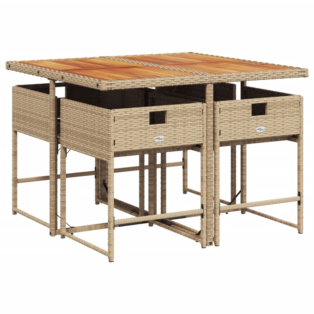 Set mobilier de grădină cu perne, 5 piese, bej, poliratan GartenMobel Dekor