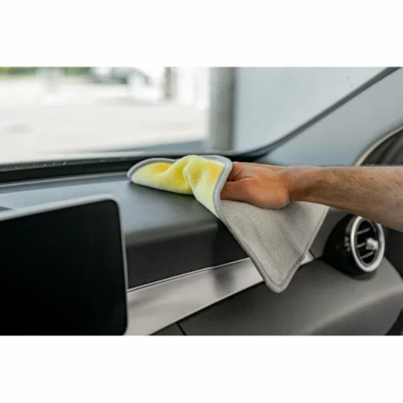 Laveta microfibra cu fata dubla Premium Quality - 30x30 cm - Gri/Galben Garage AutoRide