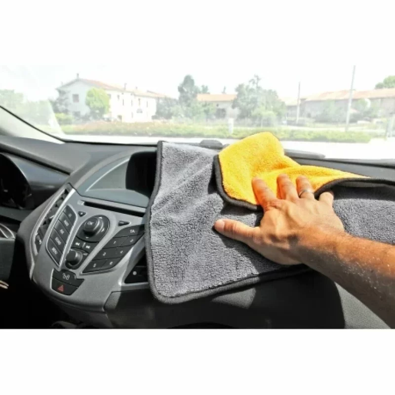 Laveta microfibra cu fata dubla Premium Quality - 40x40 cm - Gri/Portocaliu Garage AutoRide