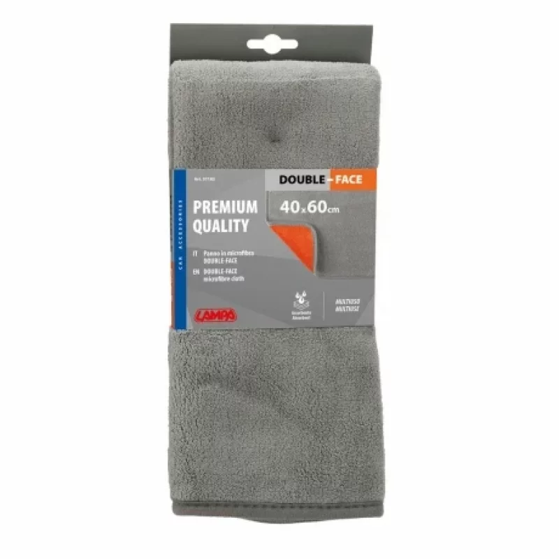 Laveta microfibra cu fata dubla Premium Quality - 40x60 cm - Gri/Portocaliu Garage AutoRide