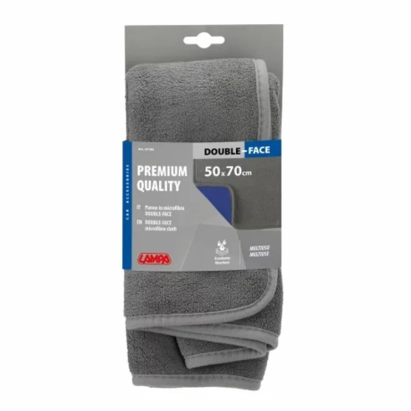 Laveta microfibra cu fata dubla Premium Quality - 40x70 cm - Gri/Albastru Garage AutoRide