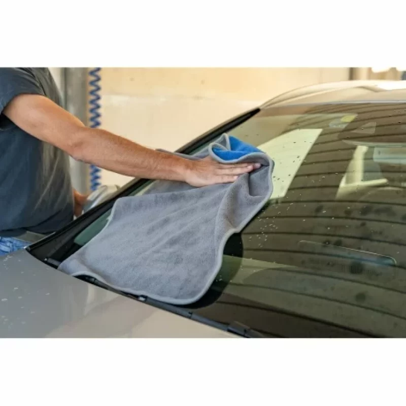 Laveta microfibra cu fata dubla Premium Quality - 40x70 cm - Gri/Albastru Garage AutoRide