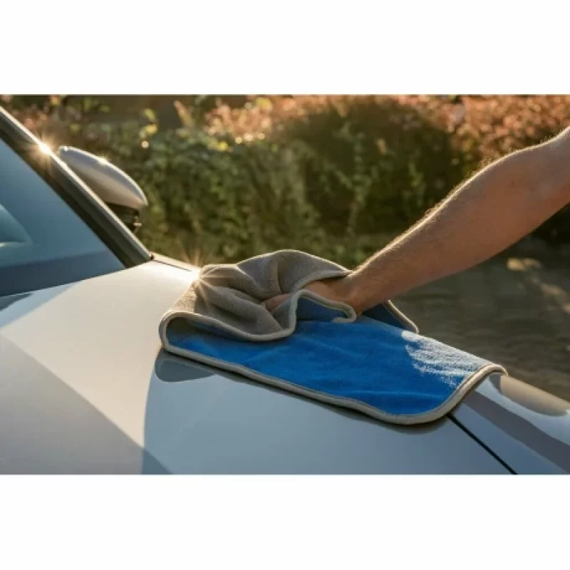 Laveta microfibra cu fata dubla Premium Quality - 40x70 cm - Gri/Albastru Garage AutoRide