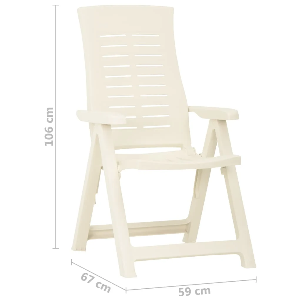 Scaune de grădină rabatabile, 2 buc., alb, plastic GartenMobel Dekor