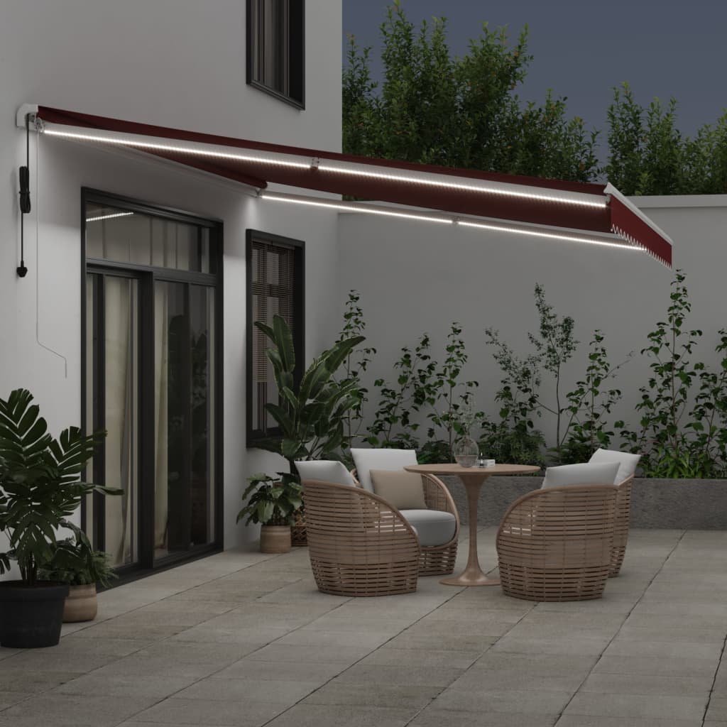 Copertina retractabilă automat cu LED, vișiniu, 500x350 cm GartenMobel Dekor