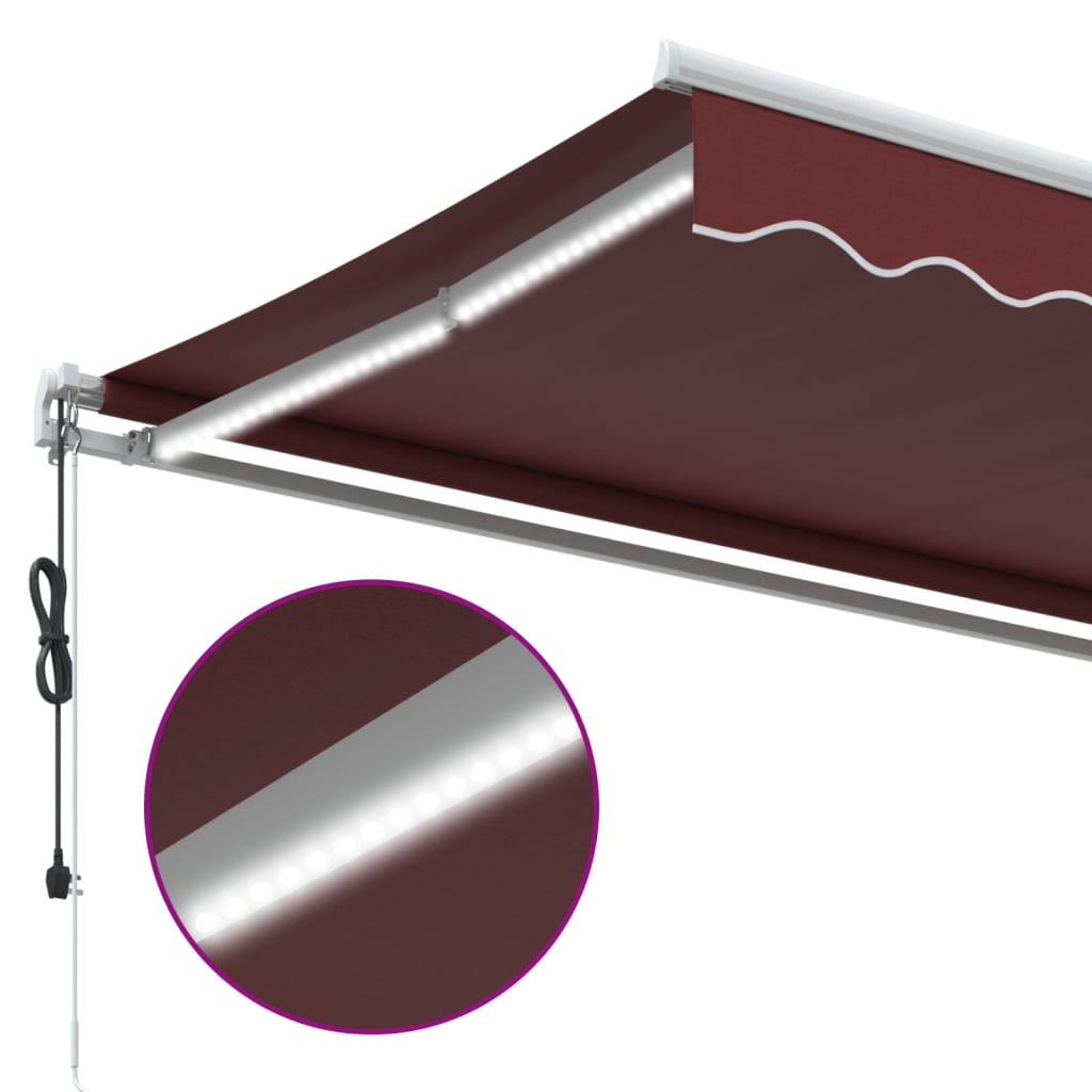 Copertina retractabilă automat cu LED, vișiniu, 500x350 cm GartenMobel Dekor