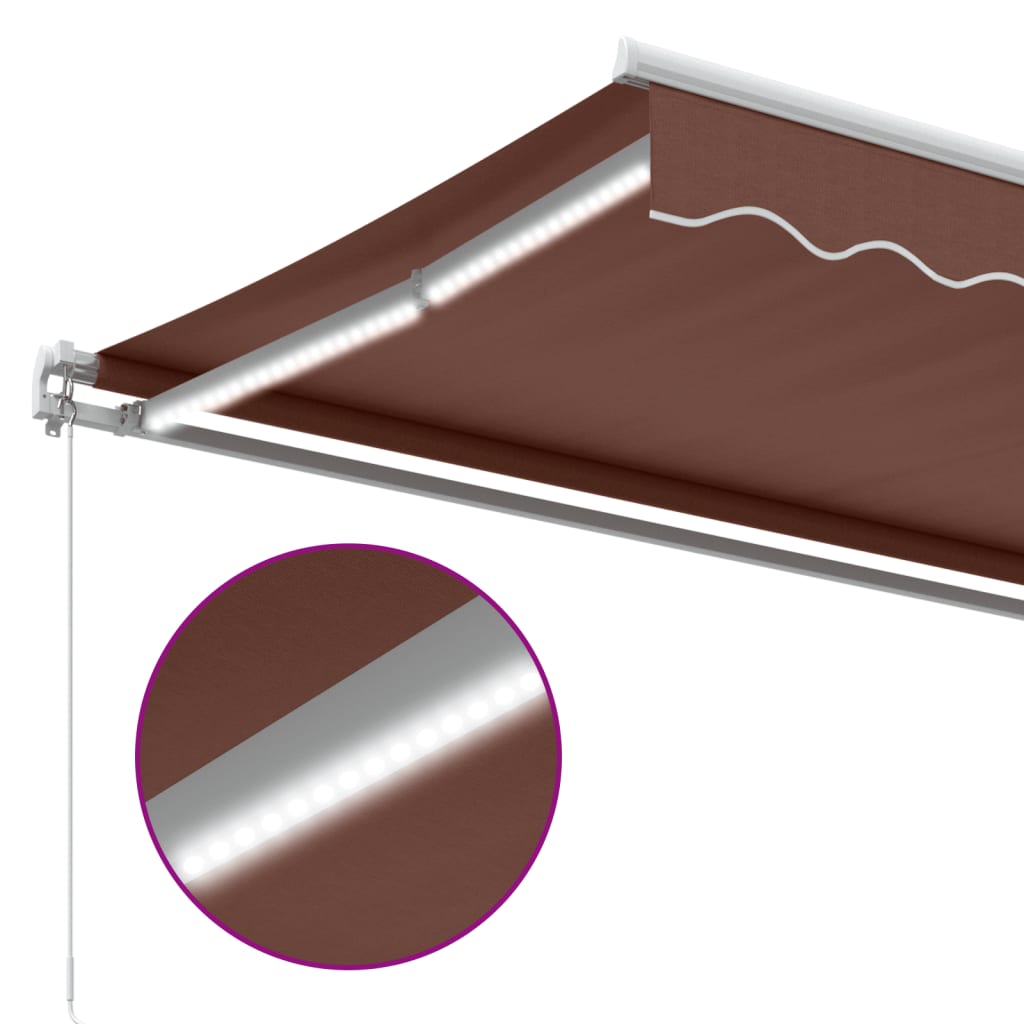 Copertina retractabilă manual cu LED, maro, 600x350 cm GartenMobel Dekor