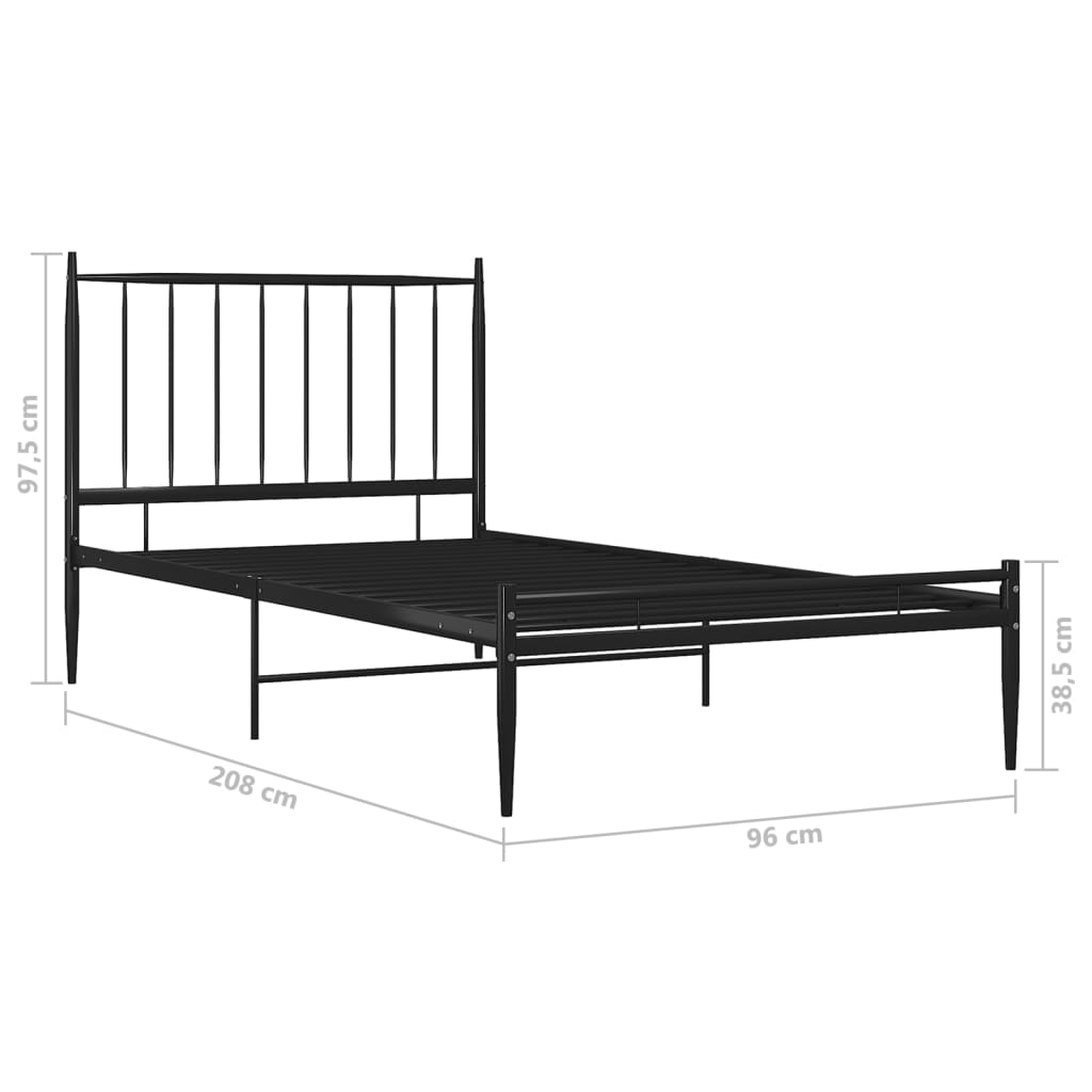 Cadru de pat, negru, 90x200 cm, metal GartenMobel Dekor