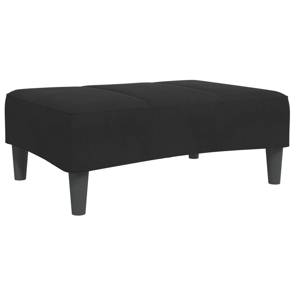 Canapea extensibilă cu taburet, 2 locuri, negru, catifea GartenMobel Dekor