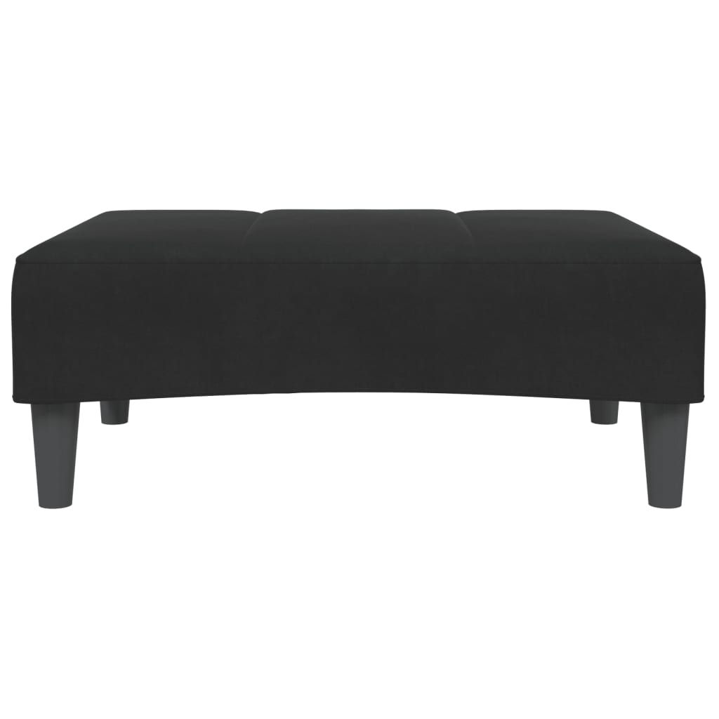 Canapea extensibilă cu taburet, 2 locuri, negru, catifea GartenMobel Dekor