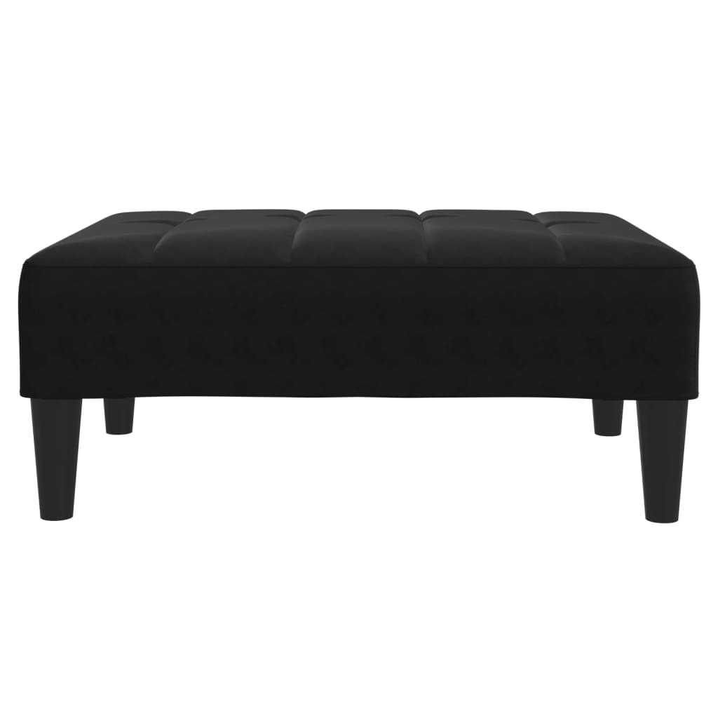 Canapea extensibilă cu taburet, 2 locuri, negru, catifea GartenMobel Dekor