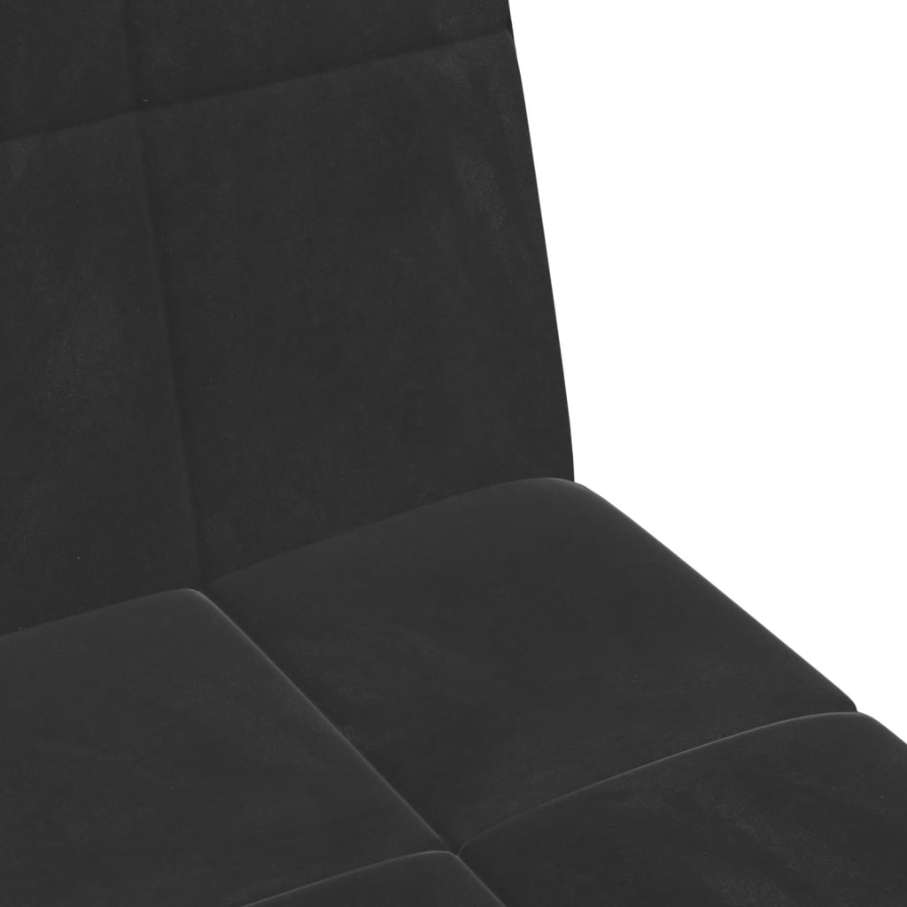 Canapea extensibilă cu taburet, 2 locuri, negru, catifea GartenMobel Dekor