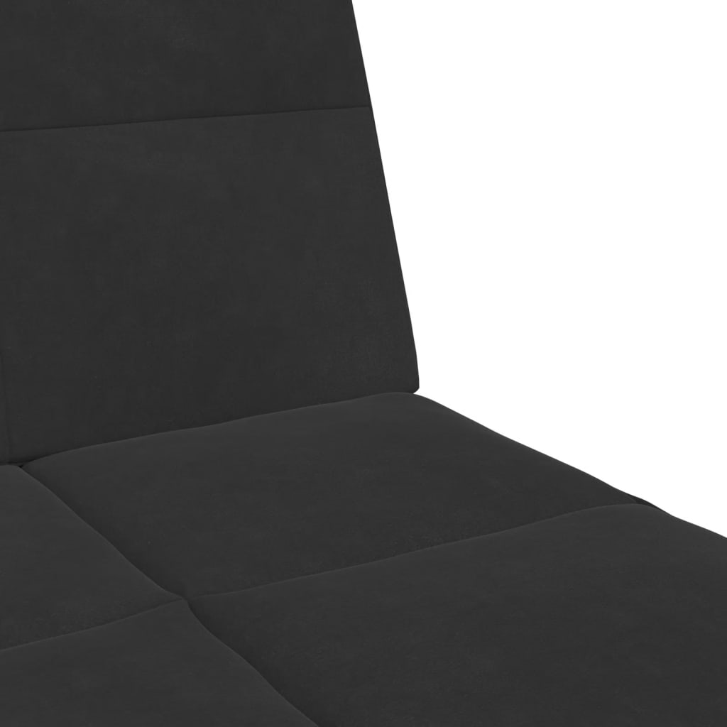Canapea extensibilă cu taburet, 2 locuri, negru, catifea GartenMobel Dekor