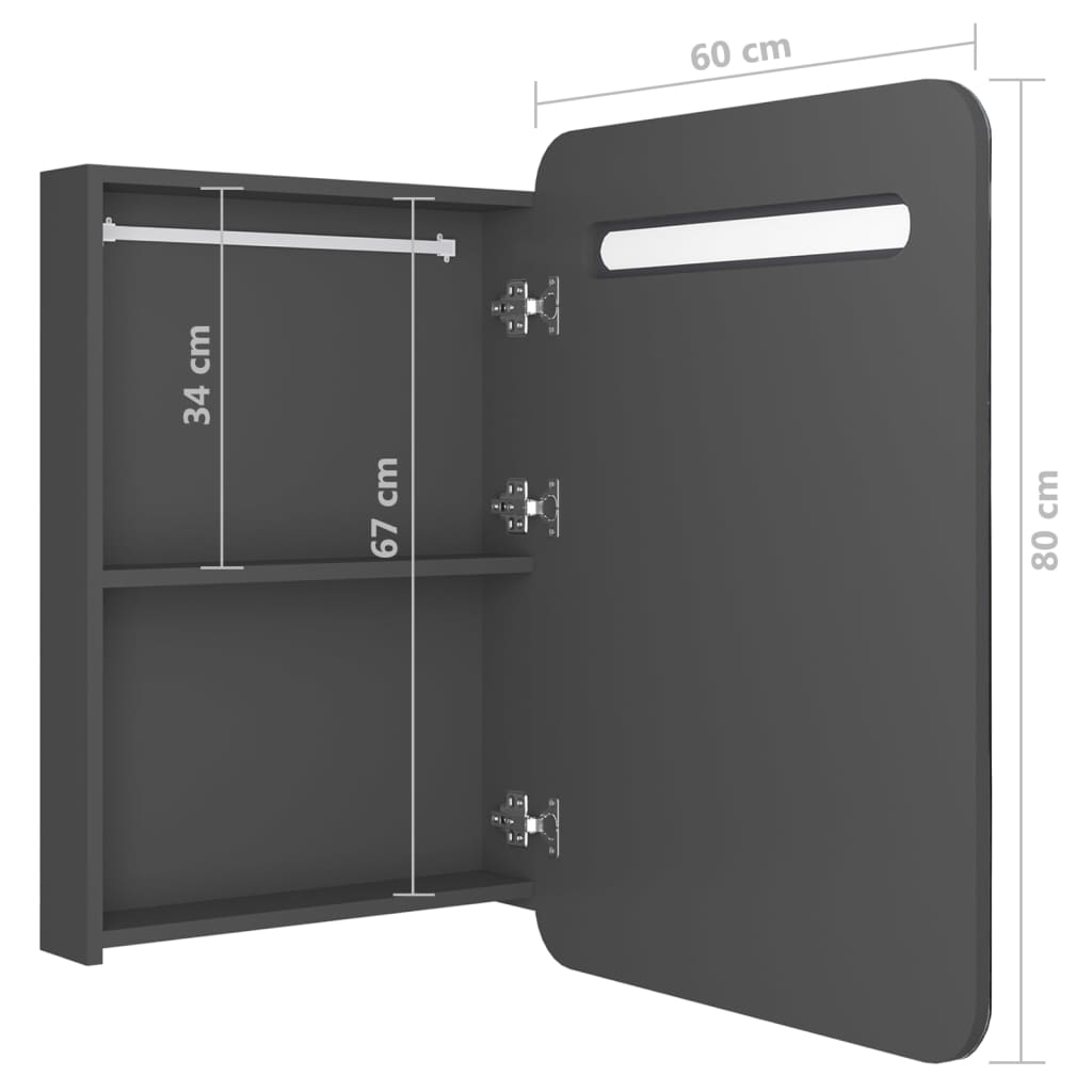 Dulap de baie cu oglindă și LED, gri, 60x11x80 cm GartenMobel Dekor