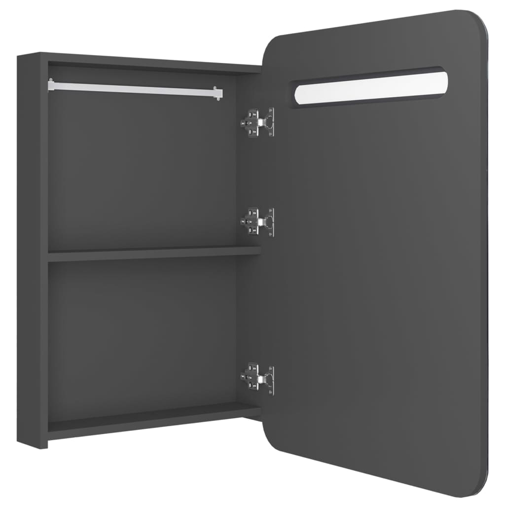 Dulap de baie cu oglindă și LED, gri, 60x11x80 cm GartenMobel Dekor