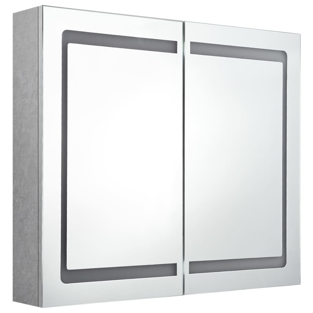 Dulap de baie cu oglindă și LED, gri, 80x12x68 cm GartenMobel Dekor
