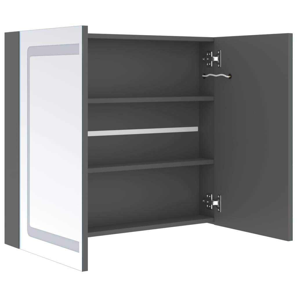 Dulap de baie cu oglindă și LED, gri, 80x12x68 cm GartenMobel Dekor