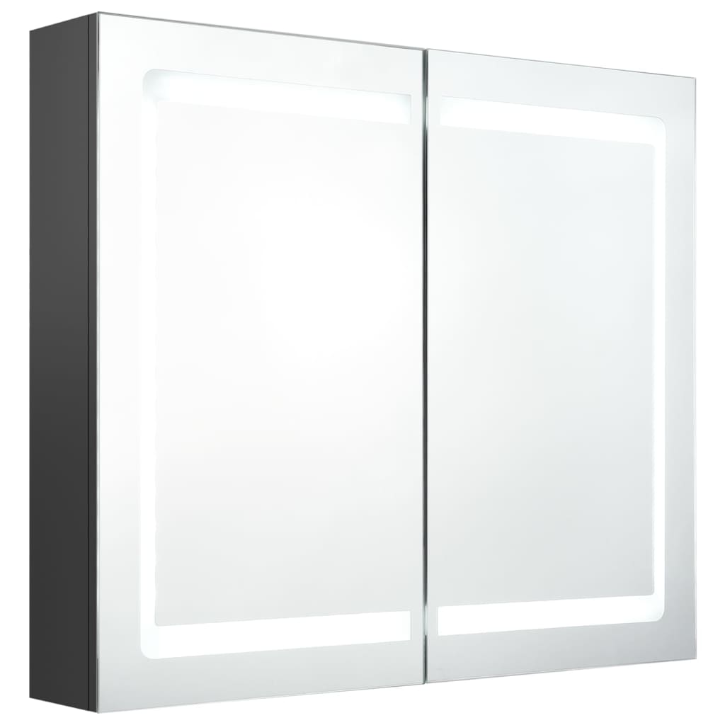 Dulap de baie cu oglindă și LED, gri, 80x12x68 cm GartenMobel Dekor