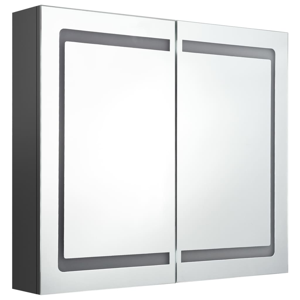 Dulap de baie cu oglindă și LED, gri, 80x12x68 cm GartenMobel Dekor