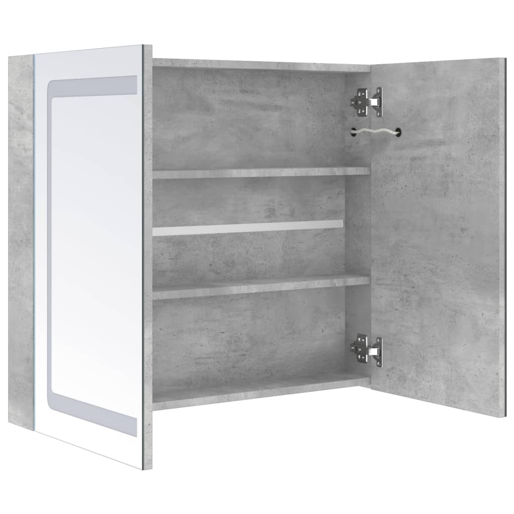 Dulap de baie cu oglindă și LED, gri, 80x12x68 cm GartenMobel Dekor