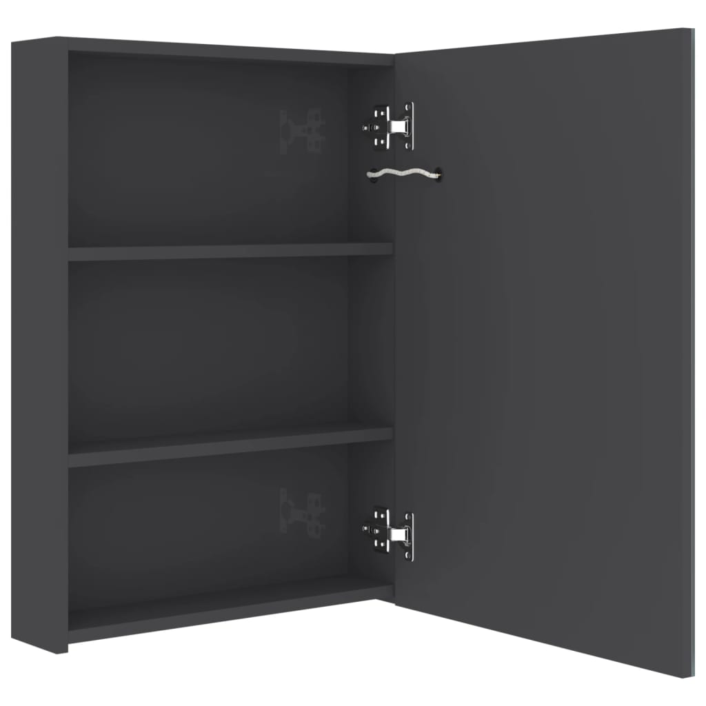 Dulap de baie cu oglindă și LED, gri strălucitor, 50x13x70 cm GartenMobel Dekor
