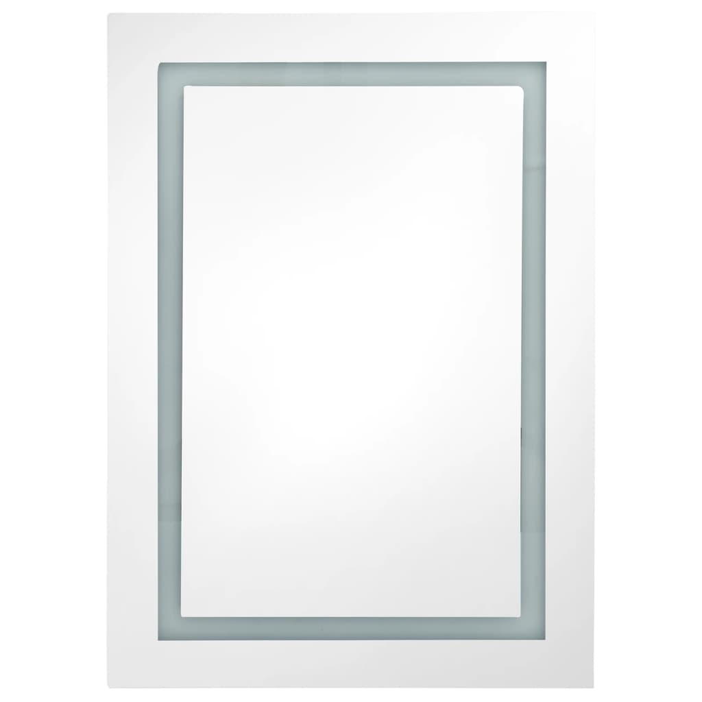 Dulap de baie cu oglindă și LED, gri strălucitor, 50x13x70 cm GartenMobel Dekor