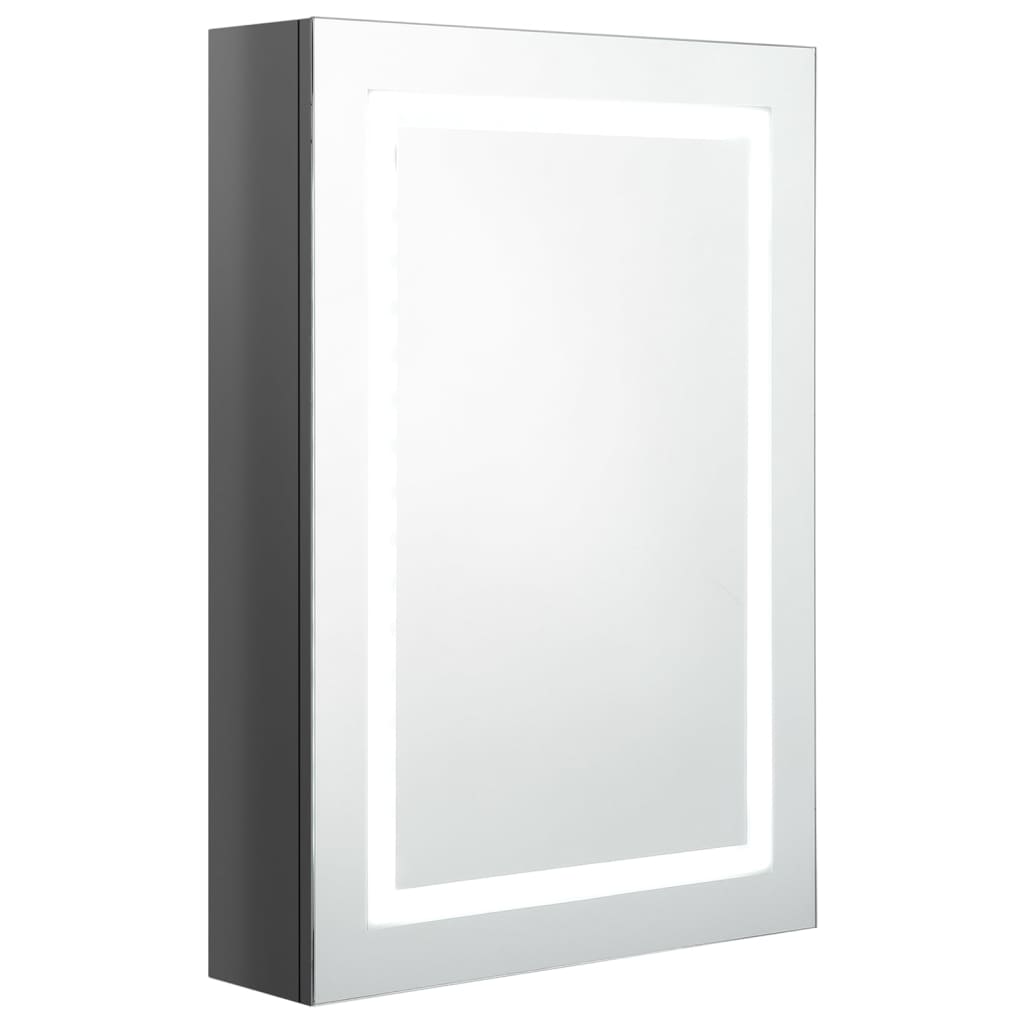 Dulap de baie cu oglindă și LED, gri strălucitor, 50x13x70 cm GartenMobel Dekor