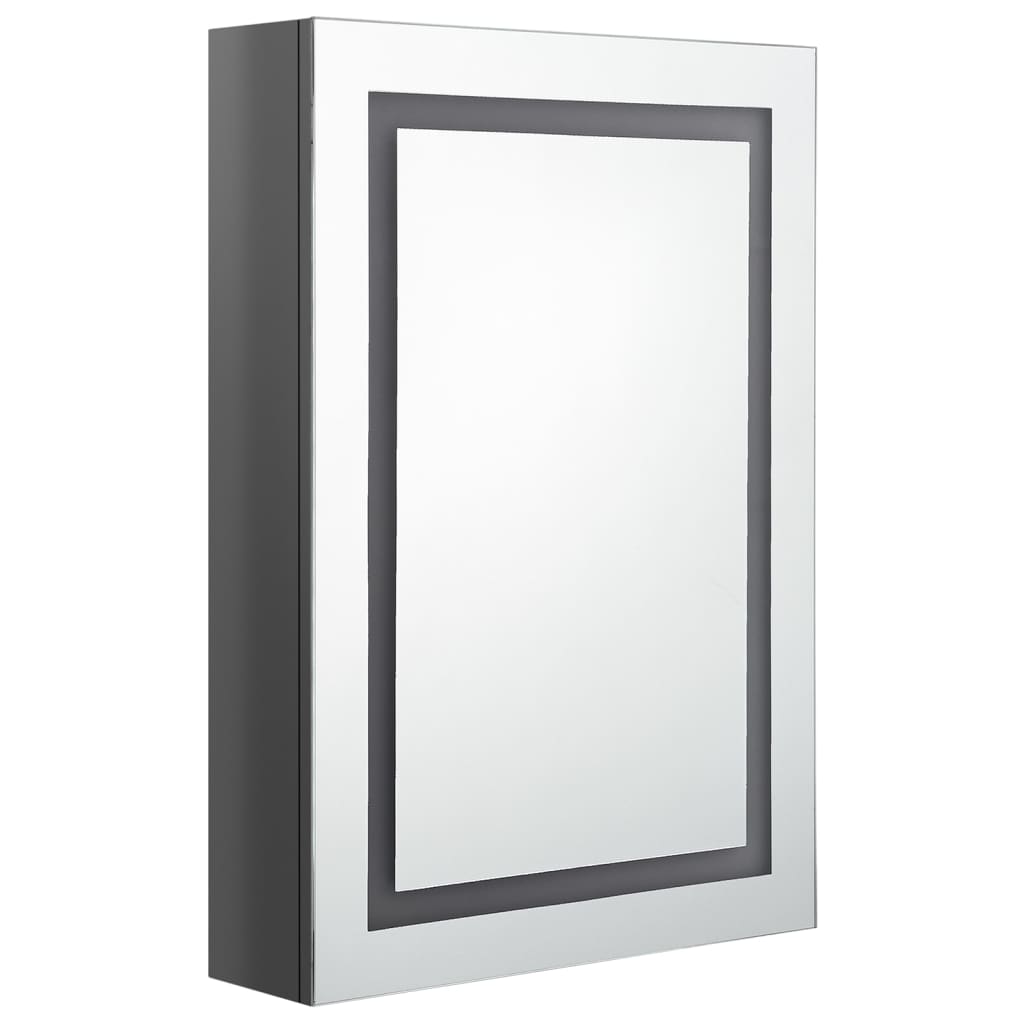 Dulap de baie cu oglindă și LED, gri strălucitor, 50x13x70 cm GartenMobel Dekor