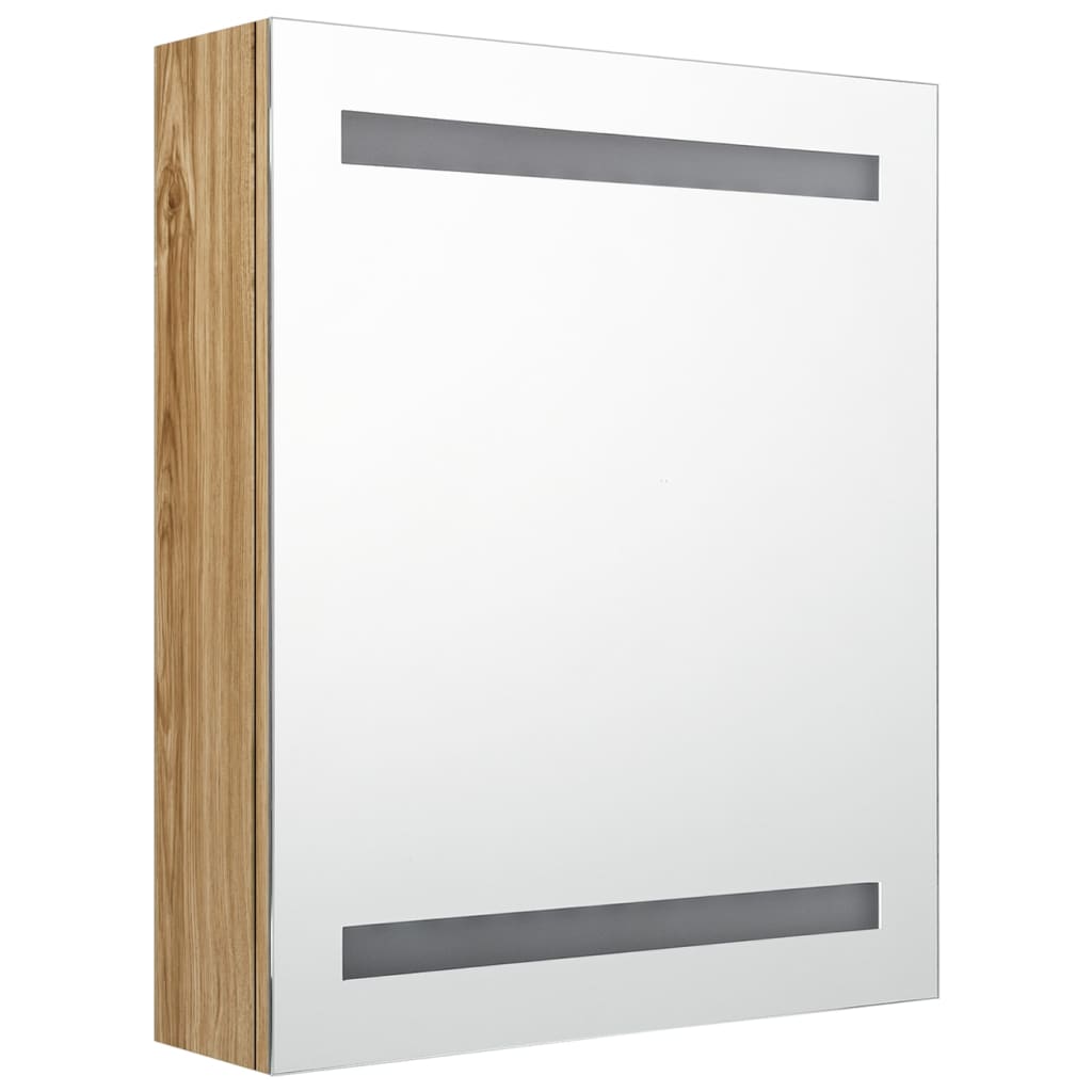 Dulap de baie cu oglindă și LED, stejar, 50x14x60 cm GartenMobel Dekor