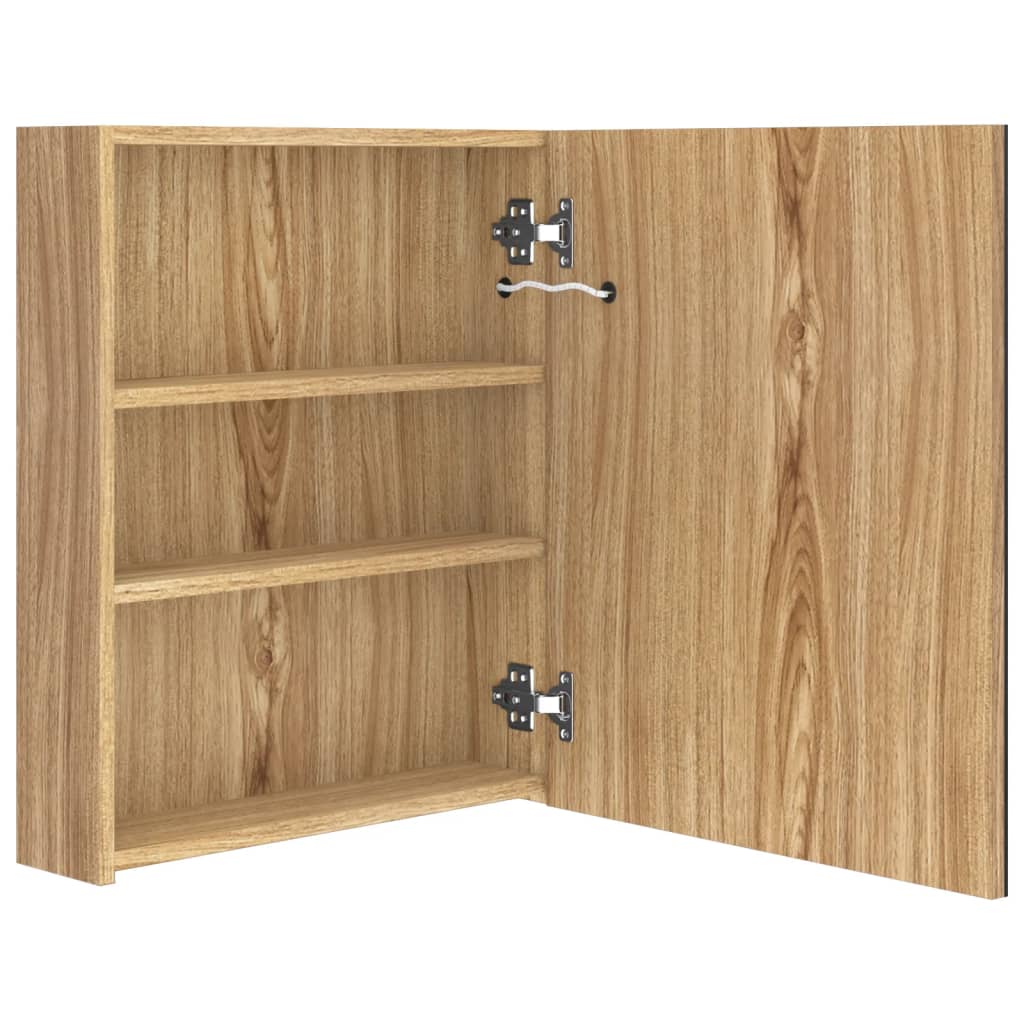 Dulap de baie cu oglindă și LED, stejar, 50x14x60 cm GartenMobel Dekor