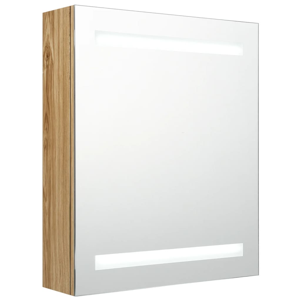 Dulap de baie cu oglindă și LED, stejar, 50x14x60 cm GartenMobel Dekor