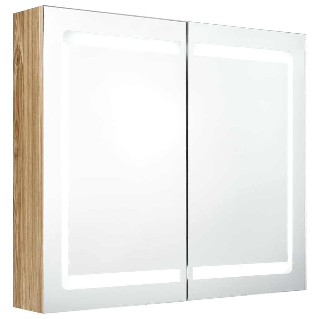 Dulap de baie cu oglindă și LED, stejar, 80x12x68 cm GartenMobel Dekor